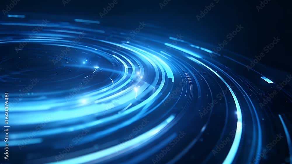 Aufkleber digital technology background with a futuristic digital circular pattern and blue glowing lines