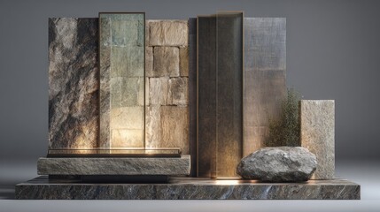 Modern, stone display, abstract, minimal, design