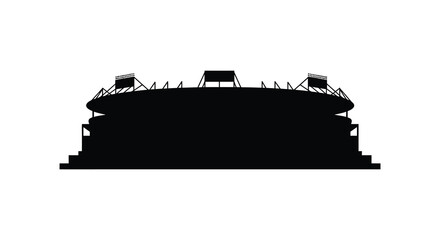 Stadium Silhouette A Minimalist Black and White Architectural Design of a Sports Venue silhouette