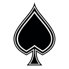 Bold black spade emblem showcases distinct double border on a transparent background