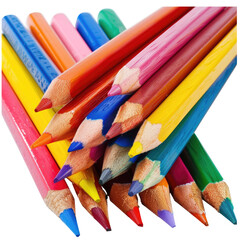 Colorful pencils arranged art supplies close-up