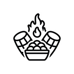 Black line icon for lohri