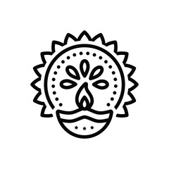 Black line icon for diwali
