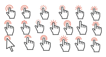 Hand Cursor Click Collection Pointing Finger Touch Selection Silhouette