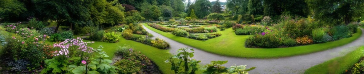 Serene garden walk nature hdr panoramas