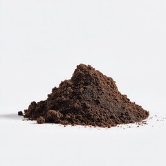 Pile of dark brown powder on white background (1)