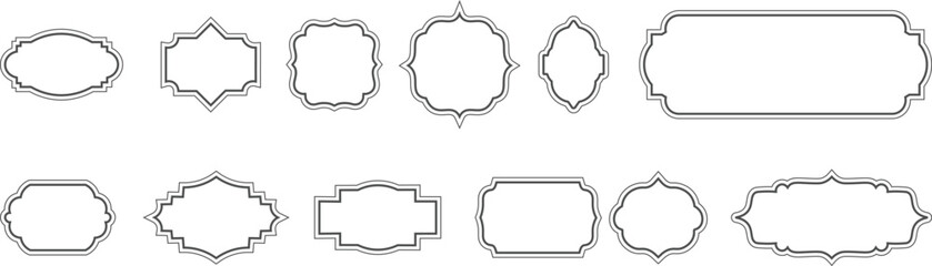 Empty vintage labels set featuring classic, ornamental frames perfect for customizing with text or designs.