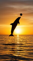 Dolphin silhouette sunset leap