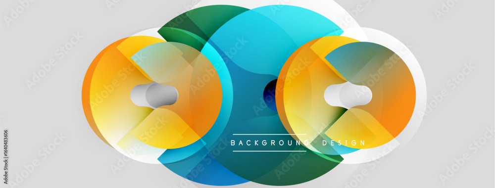 Poster abstract colorful circles overlap. modern design elements create dynamic visual impact. bright hues 