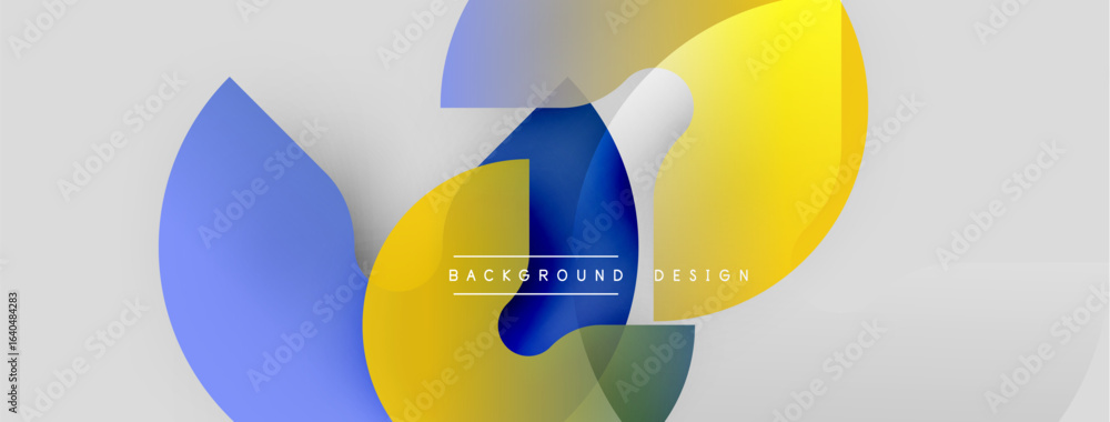 Poster abstract shapes overlap, creating vibrant color gradients. modern design features smooth transitions