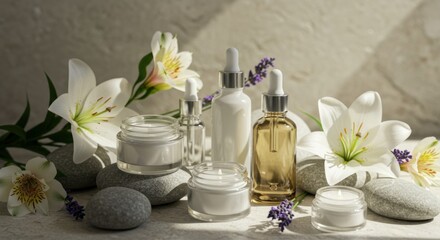 Natural skincare products displayed