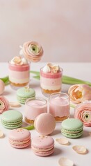 Pastel dessert arrangement