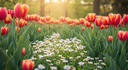 Spring flowers pathway