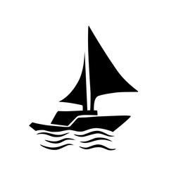 ship silhouette icon at sea
