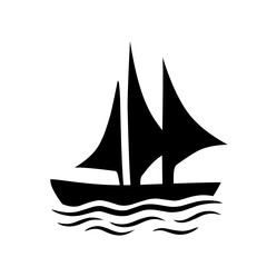 ship silhouette icon at sea
