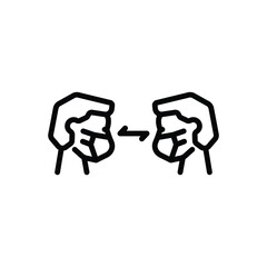 Black line icon for distance