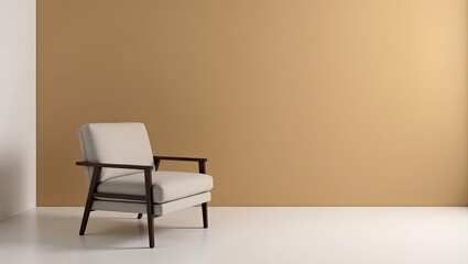 Beige armchair in a neutral room.