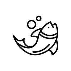 Black line icon for fish