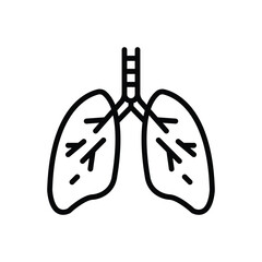 Black line icon for lungs