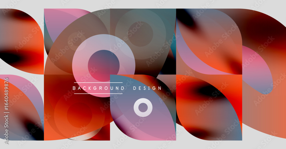 Aufkleber abstract geometric shapes overlap, creating vibrant color gradients. design features circles, square