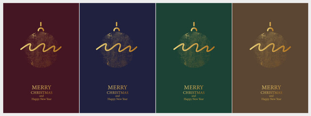 Christmas, New Year and Happy Holidays invitation design vector. Season's Greeting Card. Christmas bauble  with golden shiny gradient. 