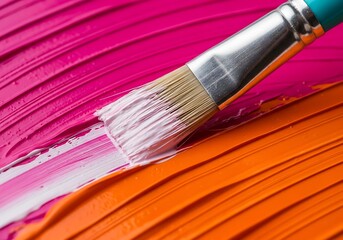 Fototapeta premium Vibrant Acrylic Painting Close-up of Brushstrokes