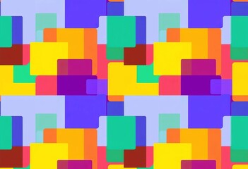 Abstract geometric seamless pattern of overlapping rectangles and squares in various sizes and colors,  art,  illustration