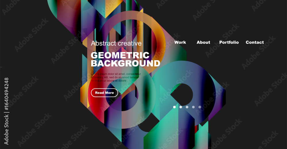 Poster abstract geometric background design. vibrant colors, shapes overlap creating modern visual experien
