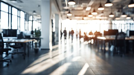 Plakat Programmers working in modern office with ocean view at sunset