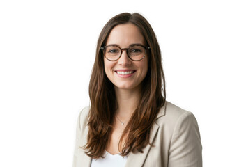 Obraz premium Smiling woman with glasses portrait shot on transparent background
