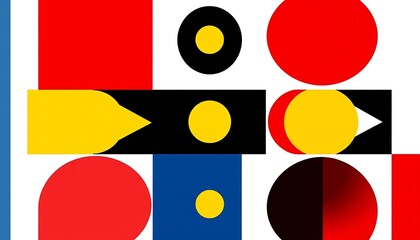 Bauhaus Geometric Abstract in Red & White 01