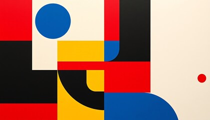 Bauhaus Geometric Abstract in Beige & Black 01