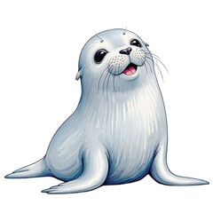 Cute and funny baby seal character illustration on a white background