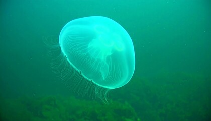 Jellyfish in teal water