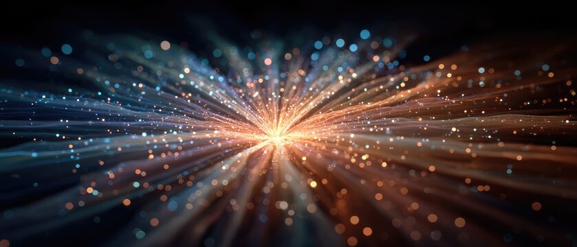 Radiating energy bursts of glowing particles