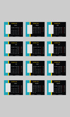Calendar 2026 Monthly - Minimalism Style Corporative Landscape Horizontal Calendar for 2026 year.