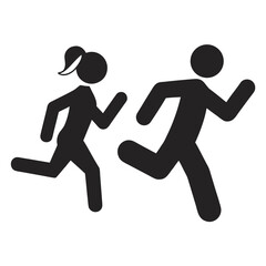 Isolated pictogram sign of couple run, woman and man running, active sport icon symbol
