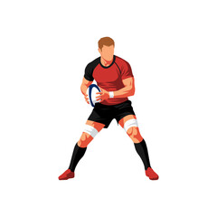 A rugby player ready for action. Strong vector illustration of an athlete holding a ball, ideal for themes of strength, sports, and teamwork.