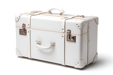 White vintage suitcase travel luggage retro design elegant style