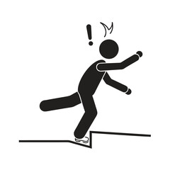 Obraz premium Isolated pictogram icon watch your step, uneven floor surface, for safety sign label 