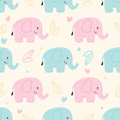 Cute Elephant Seamless Pattern