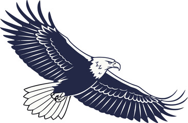 Obraz premium Minimalist Eagle in Flight - Elegant Winged Silhouette Vector Illustration