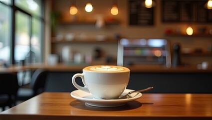 Fototapeta premium Latte art in a cafe setting.