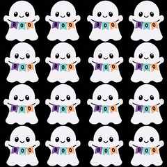 seamless pattern with little ghost 