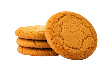Stack of ginger snap cookies isolated on transparent background