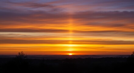 Obraz premium Colorful Sunset Sky with Vibrant Cloud Layers Over Horizon