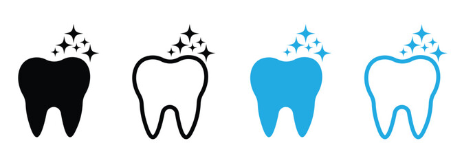 clean tooth dental care icon vector set illustration and symbol outline and flat style , vector illustration