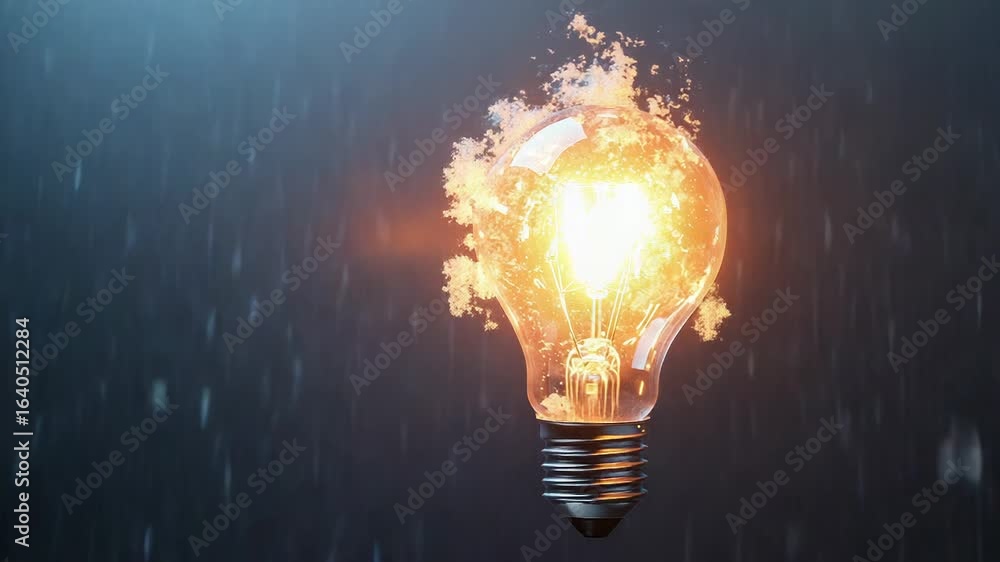 Poster bright light bulb exploding with ideas and innovation