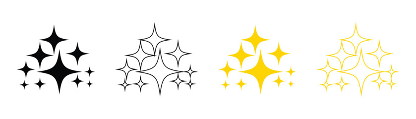 Shining star icons. Vector flat style illustrations
