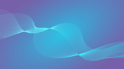 Blue line wave gradient background. Minimalist cover with vibrant perspective line wave in motion. Futuristic technology concept. social media, cover, banner, flyer, music, ads. vector illustration